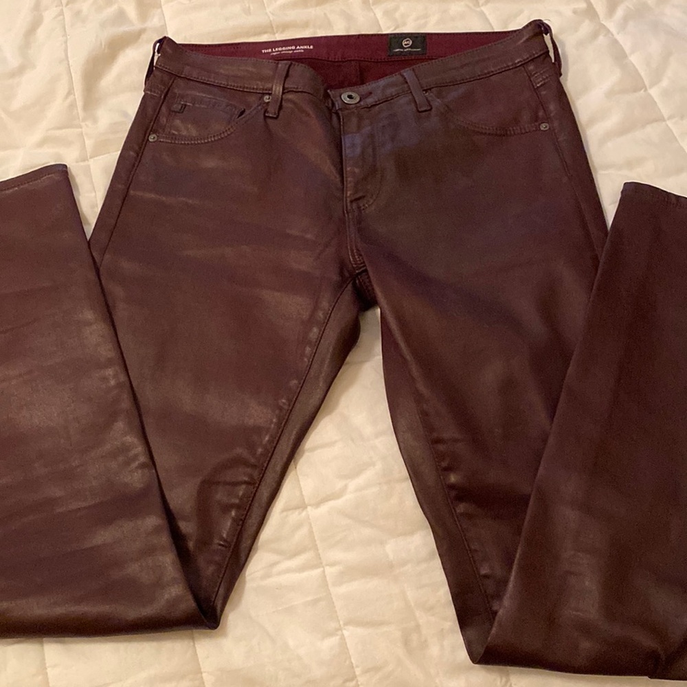 AG Burgundy Coated Jeans